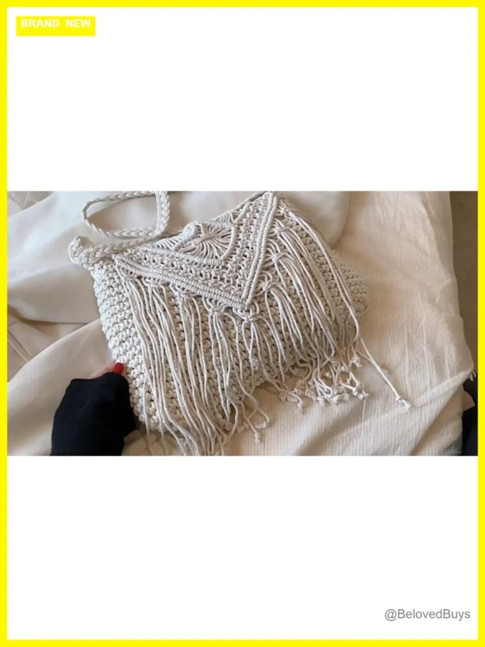 Macrame Hobo Satchel Bag Knit Summer Beach Crossbody Purse Tassels Shoulder